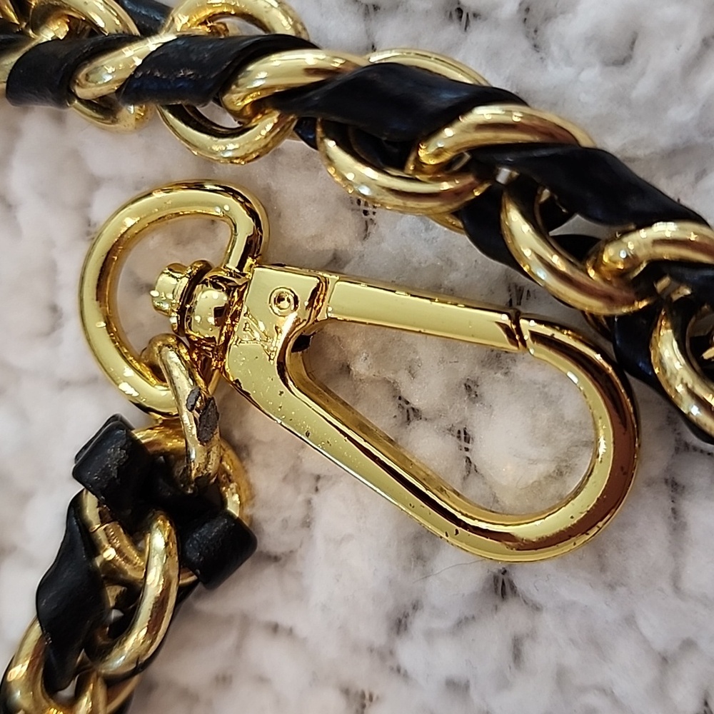 Source Unknown Black and Gold Chain Strap